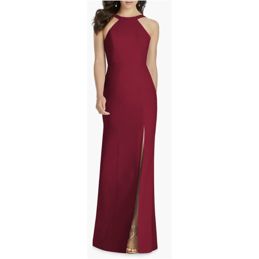NWT Dessy Collection Dress Cutaway Shoulder Crepe Column Dress Burgundy Size 0